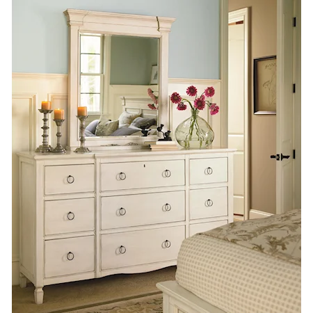 9 Drawer Dresser with Vertical Panel Mirror